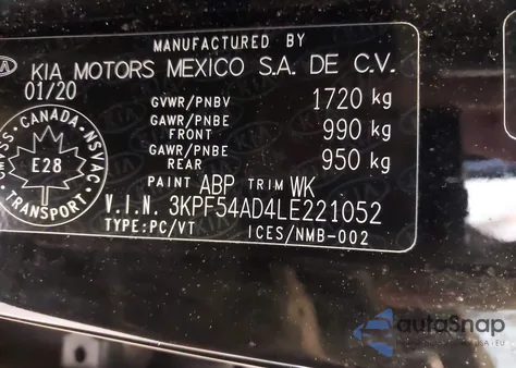 2020 Kia Forte Ex from USA, damaged, VIN 3KPF54AD4LE221052